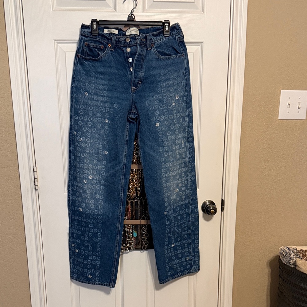 Universal Thread Denim Button-Fly Jeans with embr… - image 1